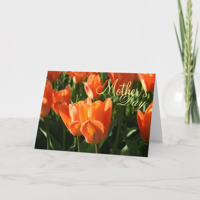 Sunny Orange Tulips Mother's Day Greeting Card (Front)