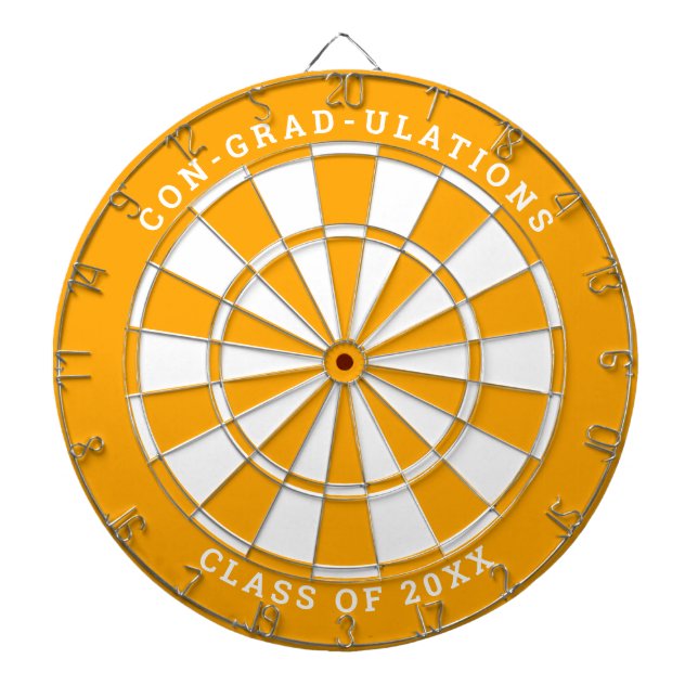 Sunny Orange & White Graduation | Custom Text Dartboard (Front)