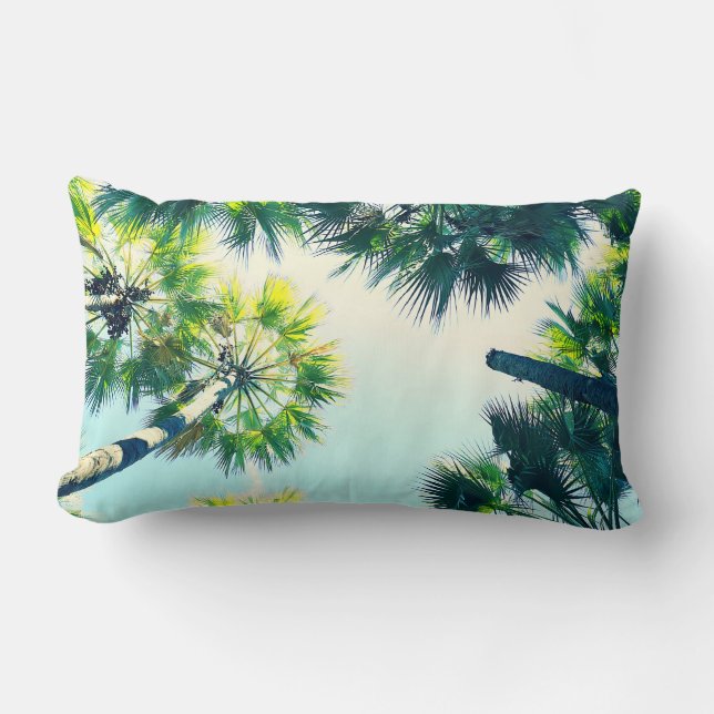 Sunny Palm Trees Sky Namibia Throw Pillow (Front)