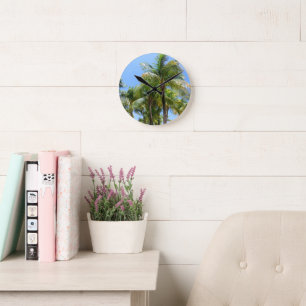 Sunny Palms Oasis #1 #tropical #wall #art Round Clock