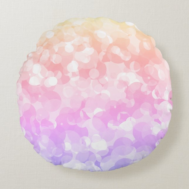 Sunny Pastel Colours Bubbly Polka Dots Round Cushion (Front)