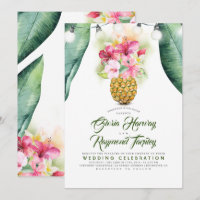 Sunny Pineapple Floral Summer Vase Beach Wedding