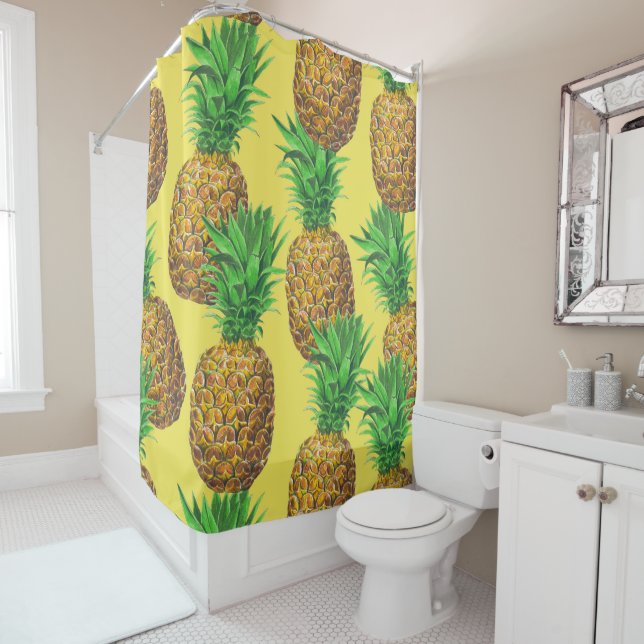 Sunny pineapples shower curtain (In Situ)
