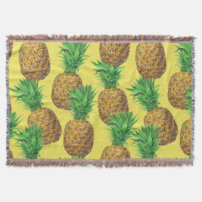 Sunny pineapples throw blanket (Front)