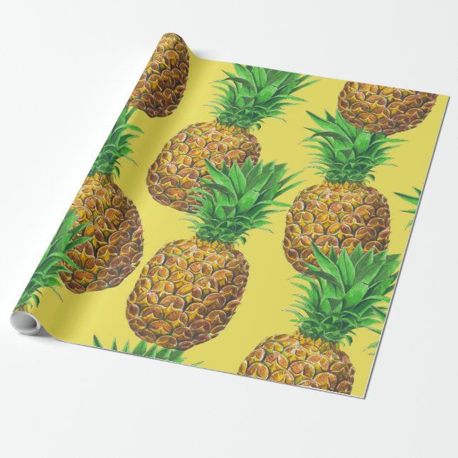Sunny pineapples wrapping paper (Unrolled)