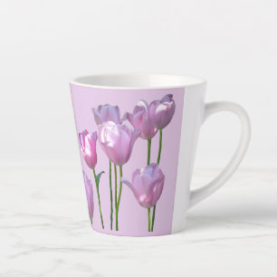 Sunny Pink Tulips Cust. BC Lilac Latte Mug