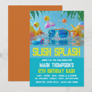 Sunny Pool, Birthday Pool Party Invitation