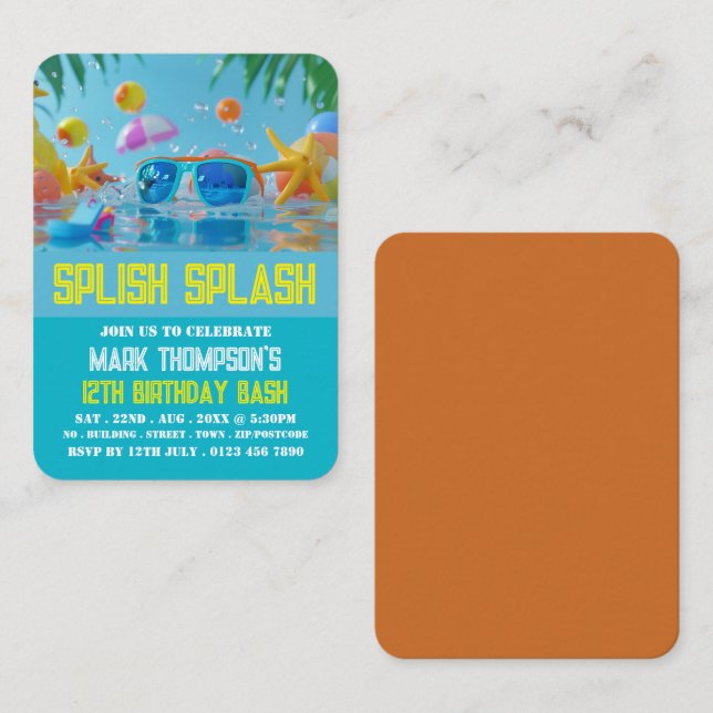 Sunny Pool, Pool Party Birthday Handout Tickets (Front/Back)