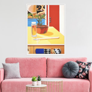 Sunny Pop Art Potted Plant Still Life Canvas Print