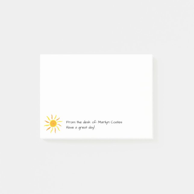Sunny Positive Message Custom Post-it Notes (Front)