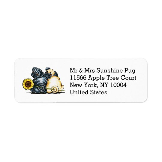Sunny Pugs Personalised Return Address Label