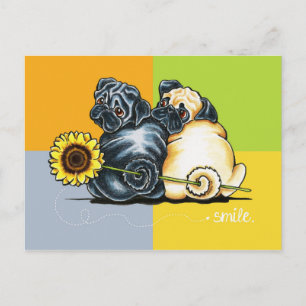 Sunny Pugs Postcard