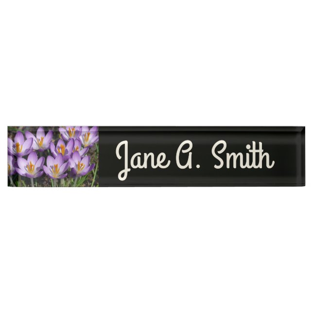 Sunny Purple Crocuses Nameplate (Front)