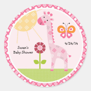 Sunny Safari Giraffe Stickers/Cupcake Toppers Classic Round Sticker