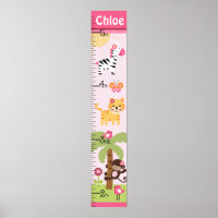 Sunny Safari Girl Animal Growth Chart Keep at 8x44