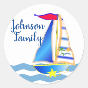 Sunny Sailing Day Custom Classic Round Sticker