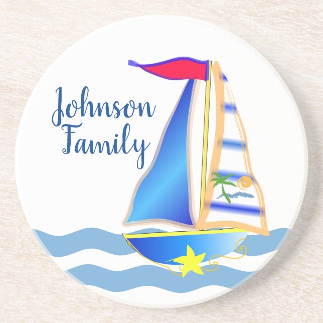 Sunny Sailing Day Custom Coaster (Front)