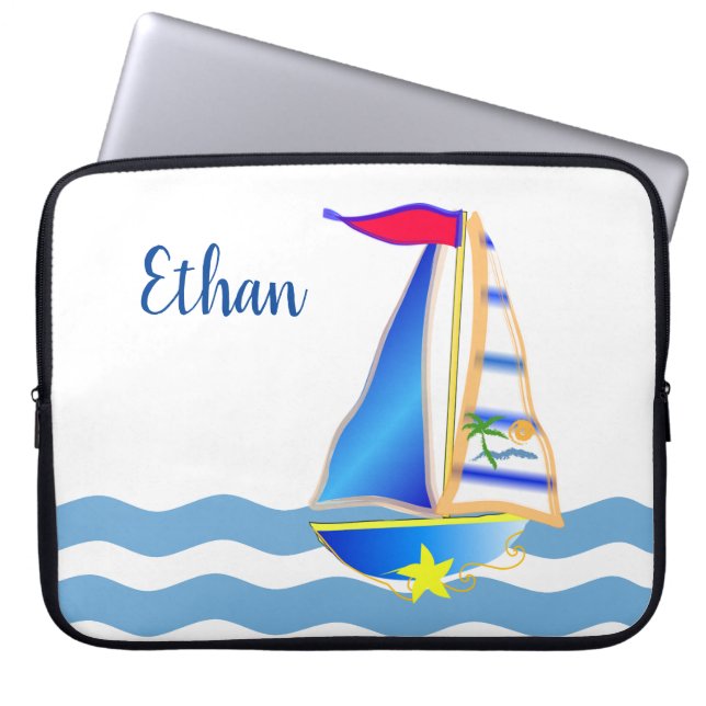 Sunny Sailing Day Custom Laptop Sleeve (Front)