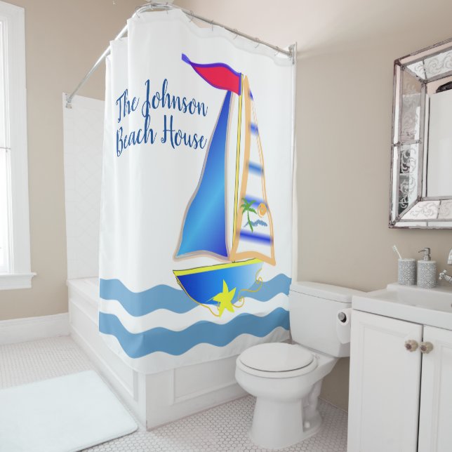 Sunny Sailing Day Custom Shower Curtain (In Situ)