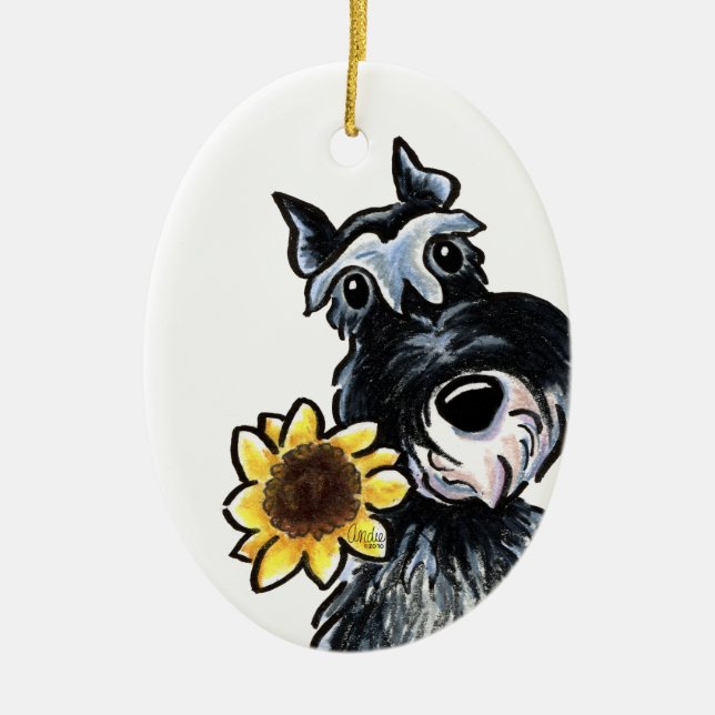 Sunny Schnauzer Classic Personalised Ceramic Tree Decoration (Front)