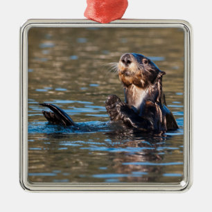 Sunny Sea Otter Metal Ornament