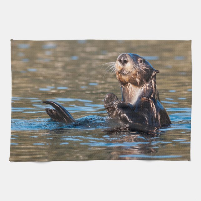 Sunny Sea Otter Tea Towel (Horizontal)