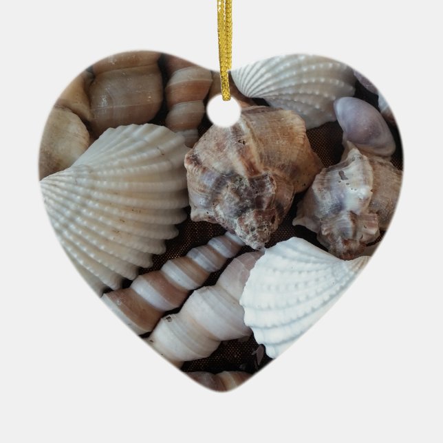 Sunny Seashells Collection Nature Summer Ceramic Ornament (Front)