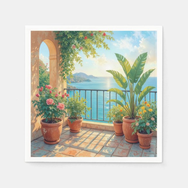 Sunny Seaside Terrace Napkin (Front)