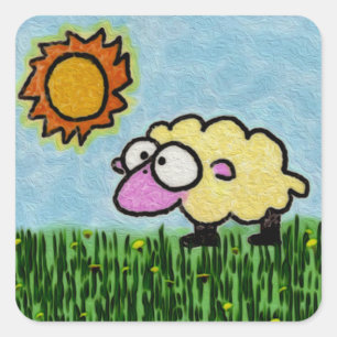 Sunny Sheep Square Sticker