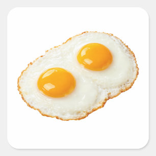Sunny Side Up Fried Eggs White Square Sticker