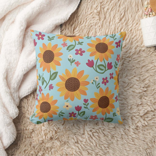 Sunny Sky Sunflower Meadow Cushion (Blanket)