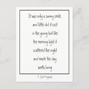 Sunny Smile Inspirational Poem F. Scott Fitzgerald Postcard