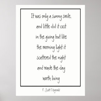 Sunny Smile Inspirational Poem F. Scott Fitzgerald Poster