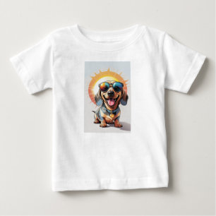 Sunny Smiles: The Cool Dachshund Baby T-Shirt