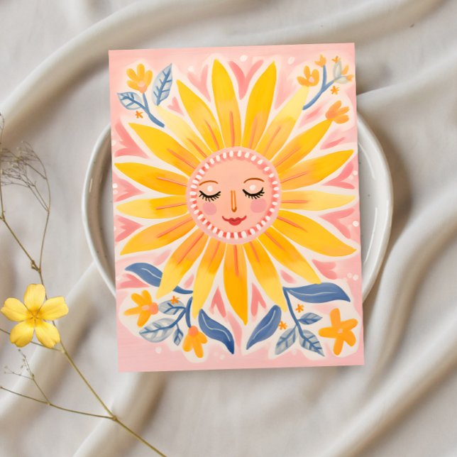 Sunny Smiles: Whimsical Sunflower Postcard (Creator Uploaded)