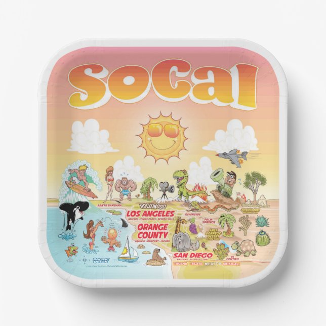 Sunny SoCal Paper Plate (Front)