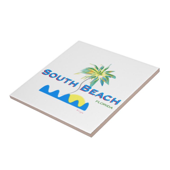 Sunny South Beach, Florida Ceramic Tile (Side)