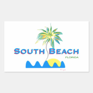 Sunny South Beach, Florida Rectangular Sticker