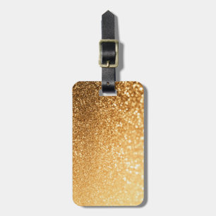 Sunny Sparkle Yellow Luxury Trendy Gold Glitter Luggage Tag