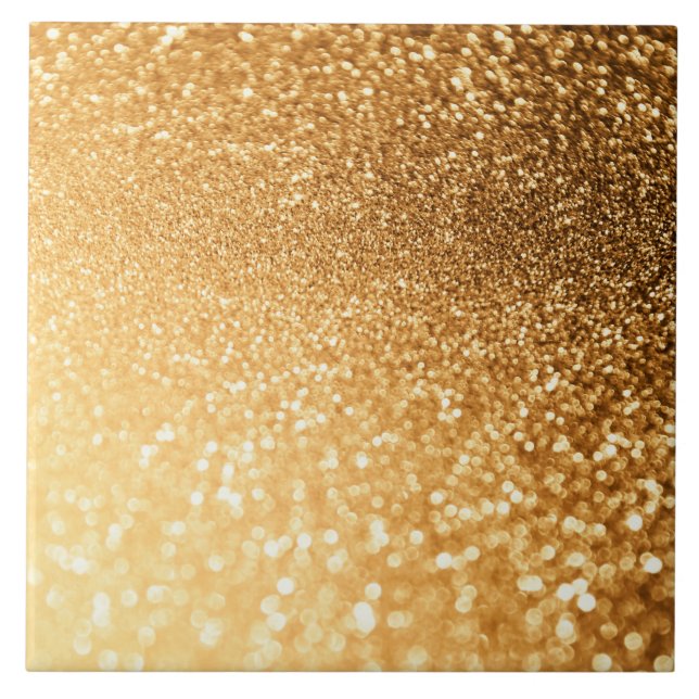 Sunny Sparkle Yellow Luxury Trendy Gold Glitter Tile (Front)