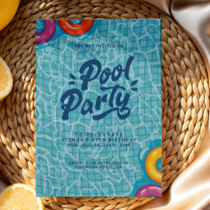 Sunny Splash Pool Party Birthday Invitation