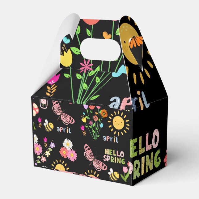 Sunny Spring Blooms Floral Design with Buzzing Bee Favour Box (Front Side)