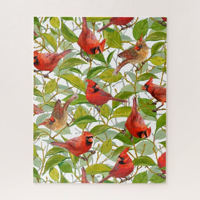 Sunny Spring Cardinals Jigsaw Puzzle (Vertical)