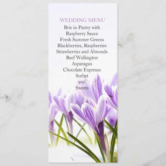 Sunny Spring Lavender Iris Wedding Menu (Front)