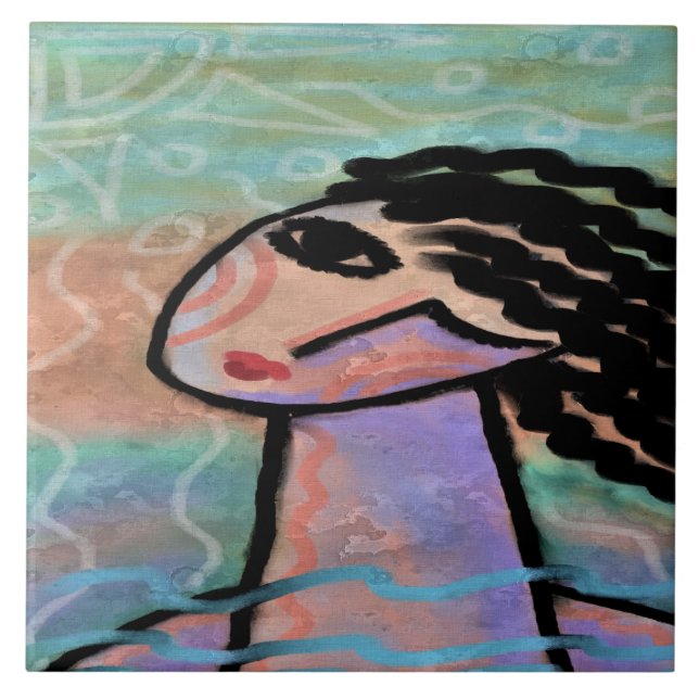 Sunny Summer Day Abstract Digital Painting Ceramic Tile (Front)