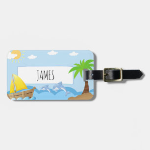 Sunny Summer Holiday with Dolphins and a Whale Luggage Tag