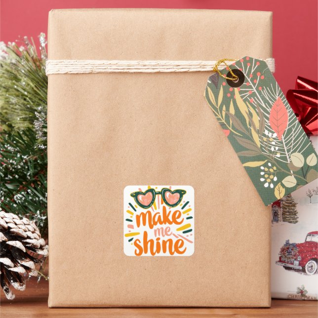 Sunny Summer Shine Lettering Square Sticker (Holiday)