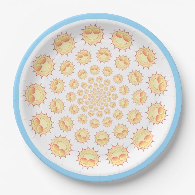 Sunny Sun Pattern Paper Plate (Front)