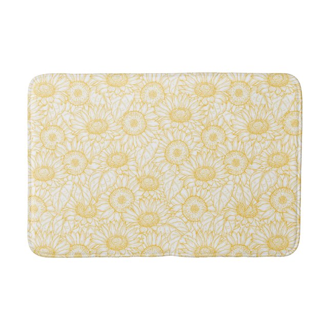 Sunny Sunflower Pattern Bath Mat (Front)