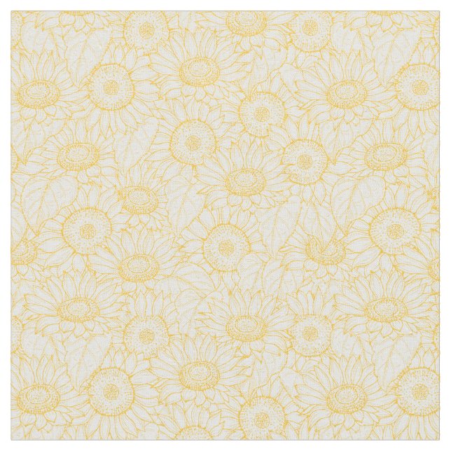 Sunny Sunflower Pattern Fabric (Close Up)